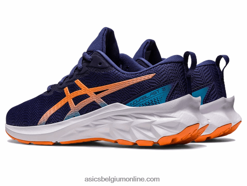 novablast 2 lagere school V6HXR24277 indigo blauw/zon perzik Asics