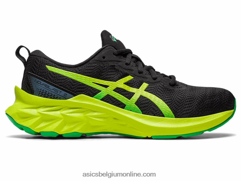 novablast 2 lagere school V6HXR24309 zwarte/limoenschil Asics