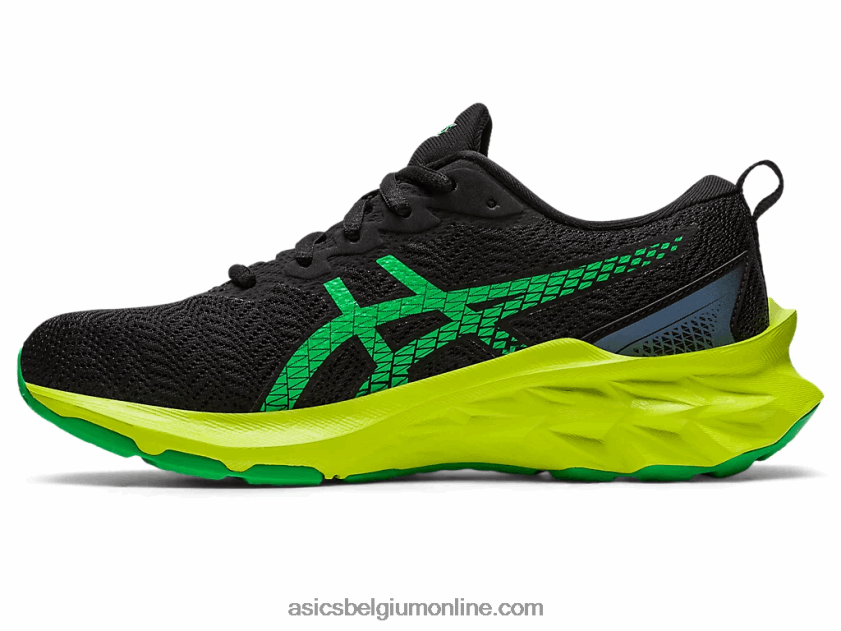 novablast 2 lagere school V6HXR24309 zwarte/limoenschil Asics