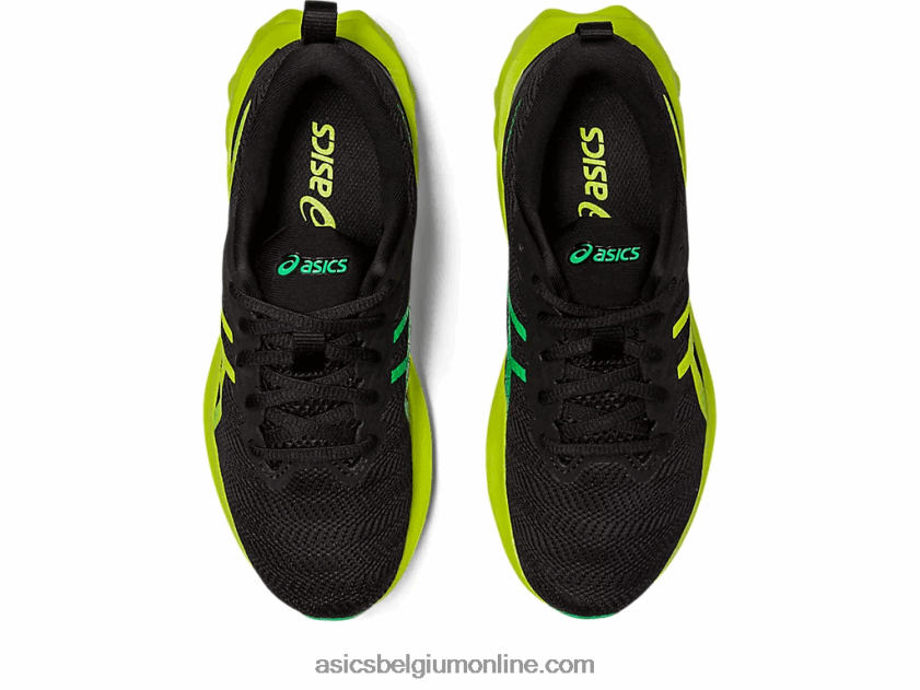 novablast 2 lagere school V6HXR24309 zwarte/limoenschil Asics