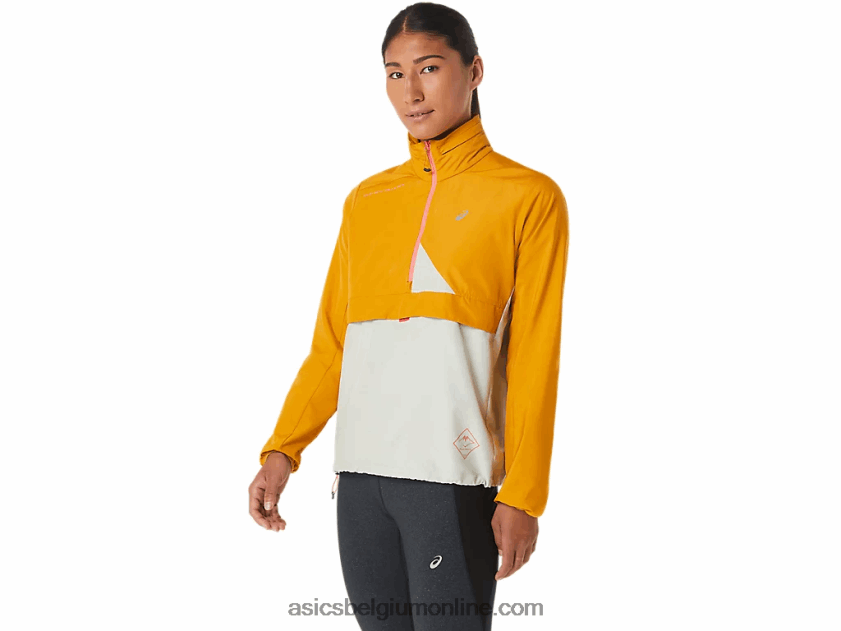Fujitrail-anorak voor dames V6HXR22568 zandstorm/lichte salie Asics