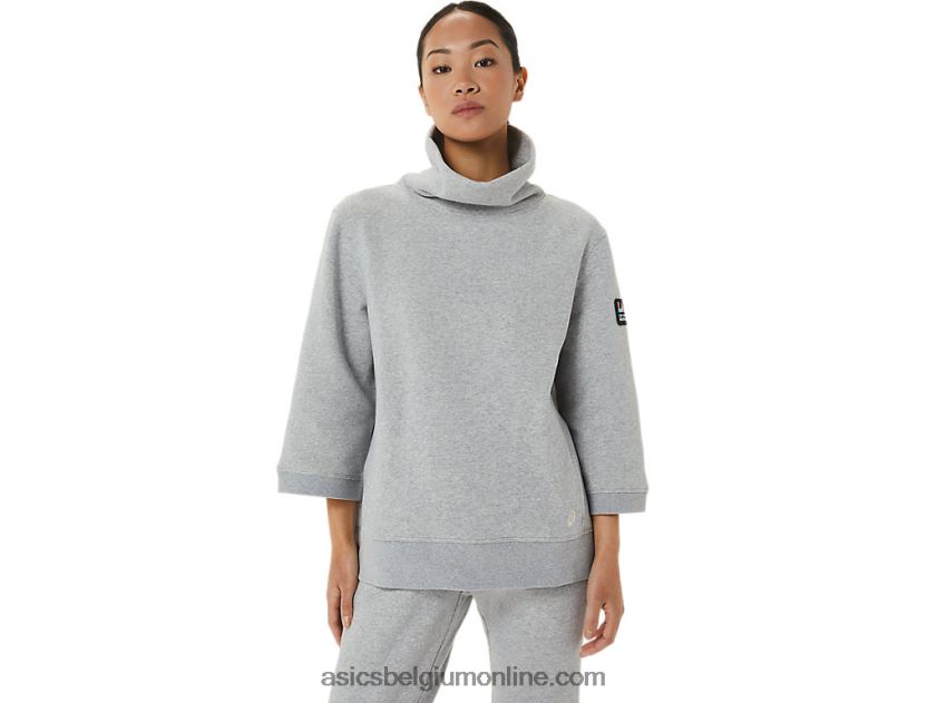 dames zondag fleece col lam V6HXR23308 lichtgrijze heide Asics