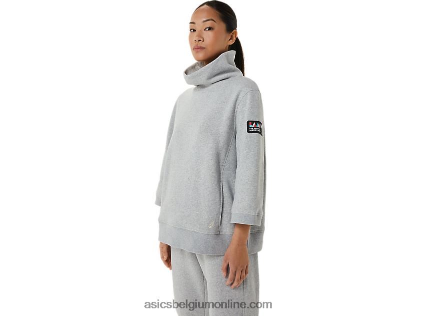 dames zondag fleece col lam V6HXR23308 lichtgrijze heide Asics