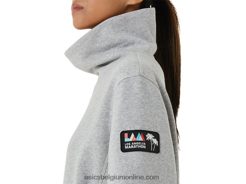 dames zondag fleece col lam V6HXR23308 lichtgrijze heide Asics