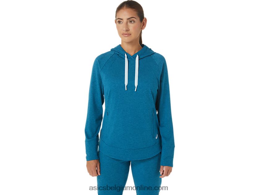 technische pullover-hoodie voor dames V6HXR22809 diepzee groenblauw spacedye Asics