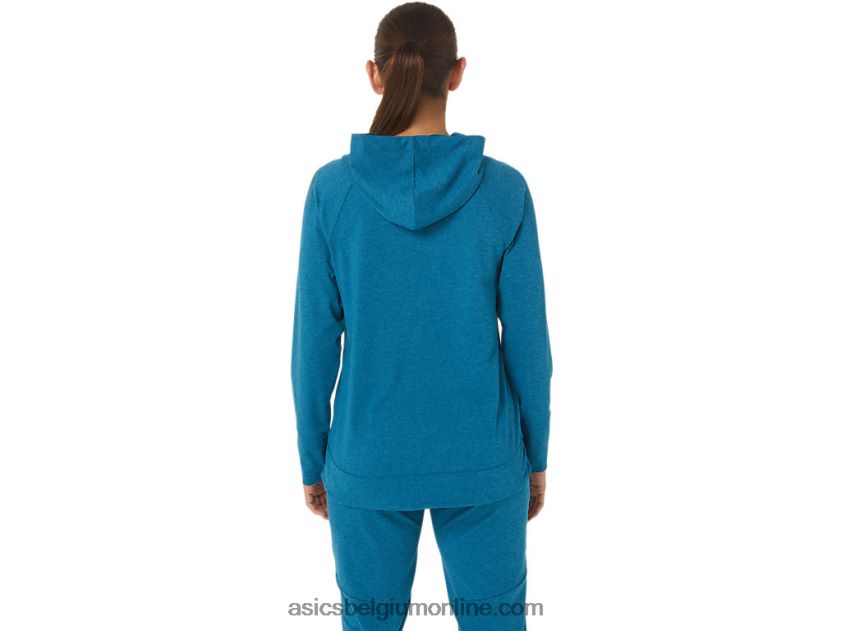 technische pullover-hoodie voor dames V6HXR22809 diepzee groenblauw spacedye Asics