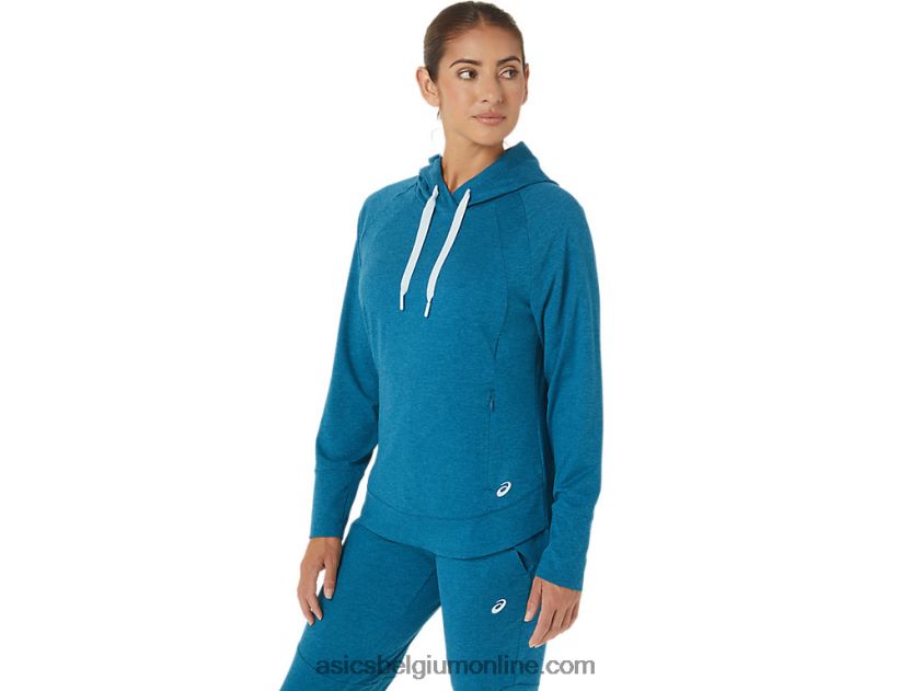 technische pullover-hoodie voor dames V6HXR22809 diepzee groenblauw spacedye Asics
