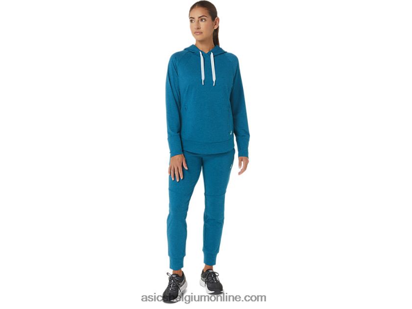 technische pullover-hoodie voor dames V6HXR22809 diepzee groenblauw spacedye Asics