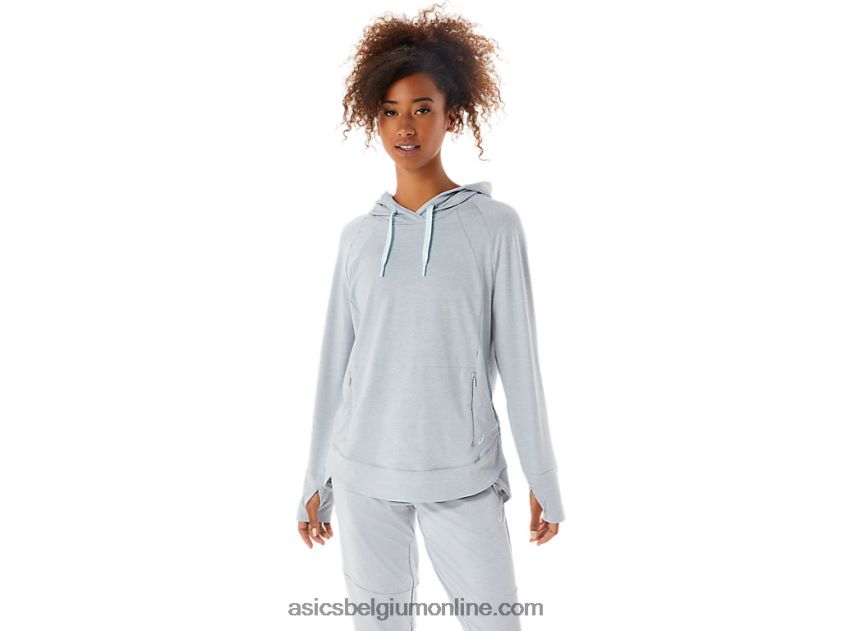 technische pullover-hoodie voor dames V6HXR23289 piemonte grijze spacedye/salie Asics