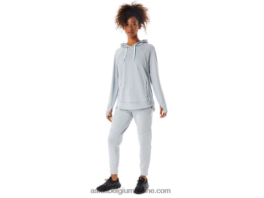 technische pullover-hoodie voor dames V6HXR23289 piemonte grijze spacedye/salie Asics