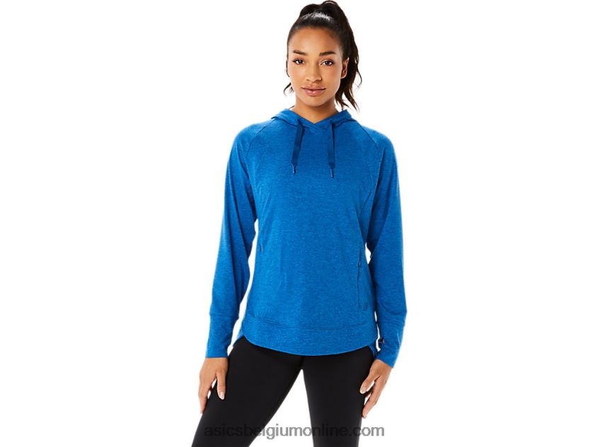 technische pullover-hoodie voor dames V6HXR23320 lake drive spacedye/helderblauw Asics