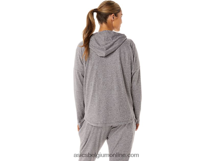 zachte stretch gebreide dameshoodie met volledige rits V6HXR22937 rook schaduw heide Asics