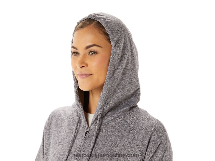 zachte stretch gebreide dameshoodie met volledige rits V6HXR22937 rook schaduw heide Asics
