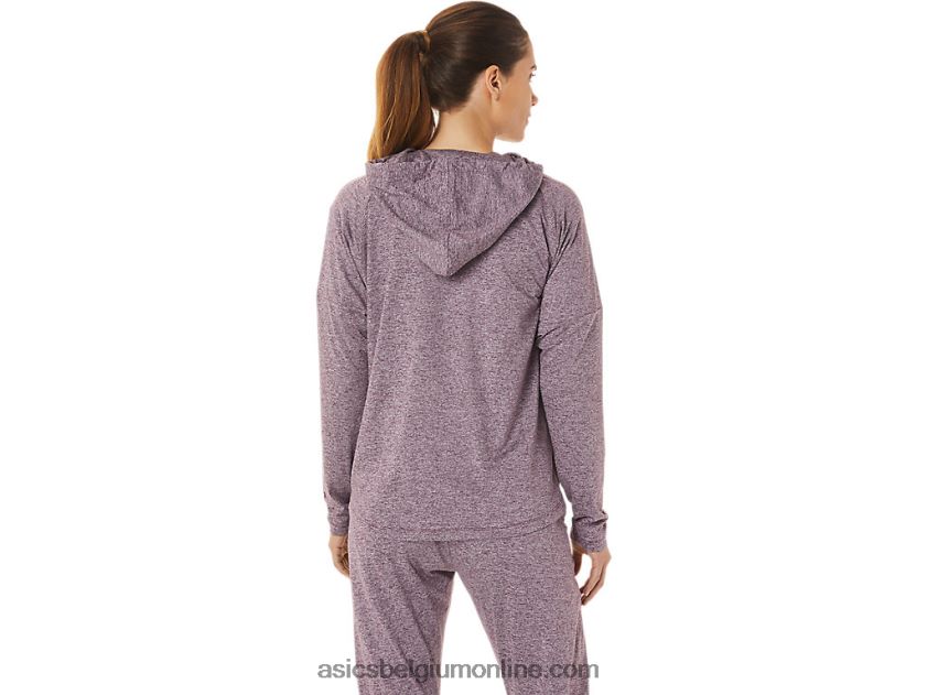 zachte stretch gebreide dameshoodie met volledige rits V6HXR22939 diepe marsheide Asics