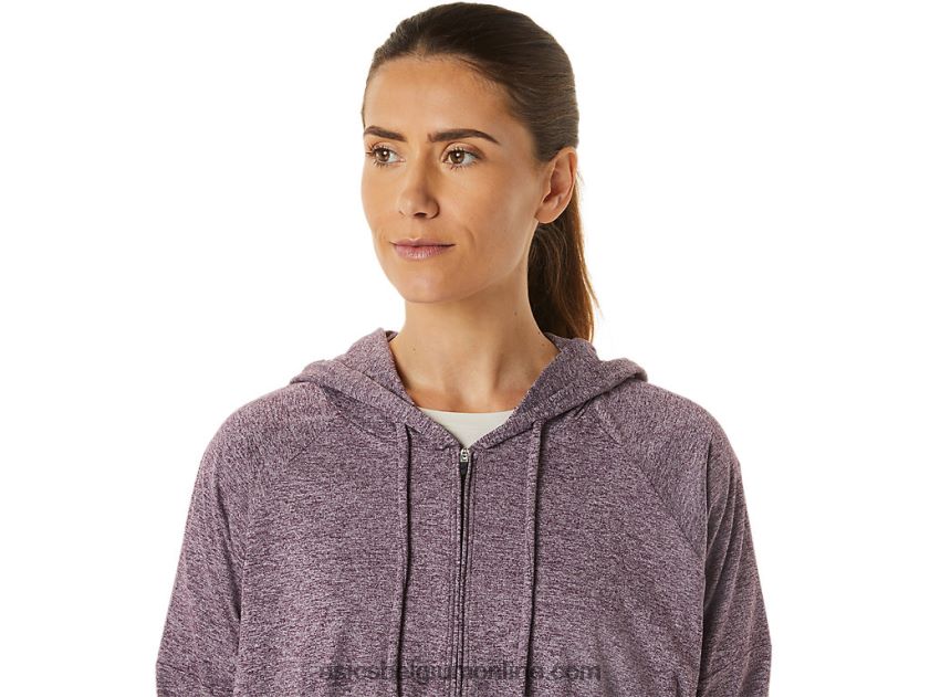 zachte stretch gebreide dameshoodie met volledige rits V6HXR22939 diepe marsheide Asics