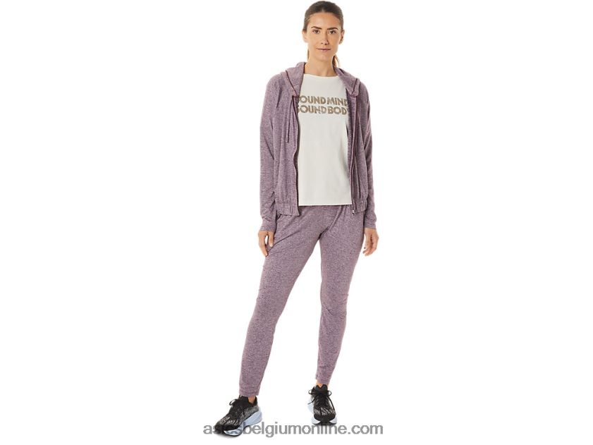 zachte stretch gebreide dameshoodie met volledige rits V6HXR22939 diepe marsheide Asics