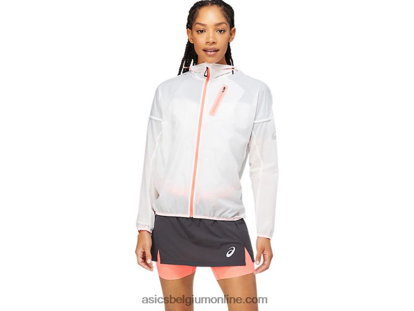 Fujitrail-jas voor dames V6HXR23826 schitterend wit/vlammend koraal Asics