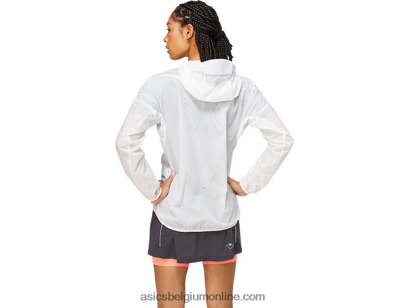 Fujitrail-jas voor dames V6HXR23826 schitterend wit/vlammend koraal Asics