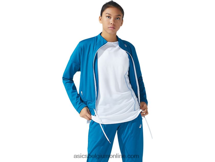dames tennisjack V6HXR23781 diepzee groenblauw/briljant wit Asics
