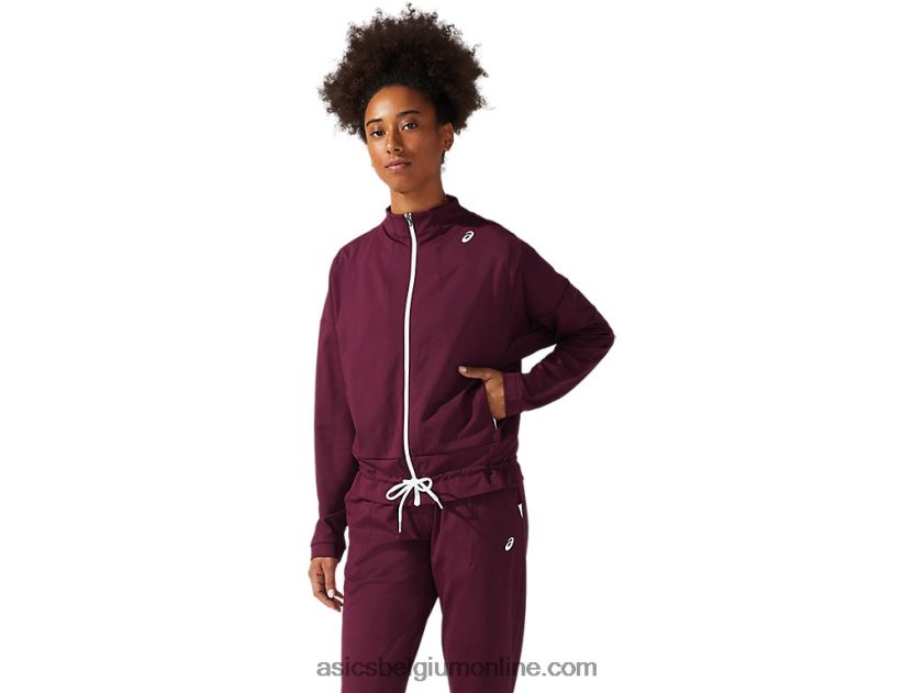 dames tennisjack V6HXR23815 diep mars/briljant wit Asics