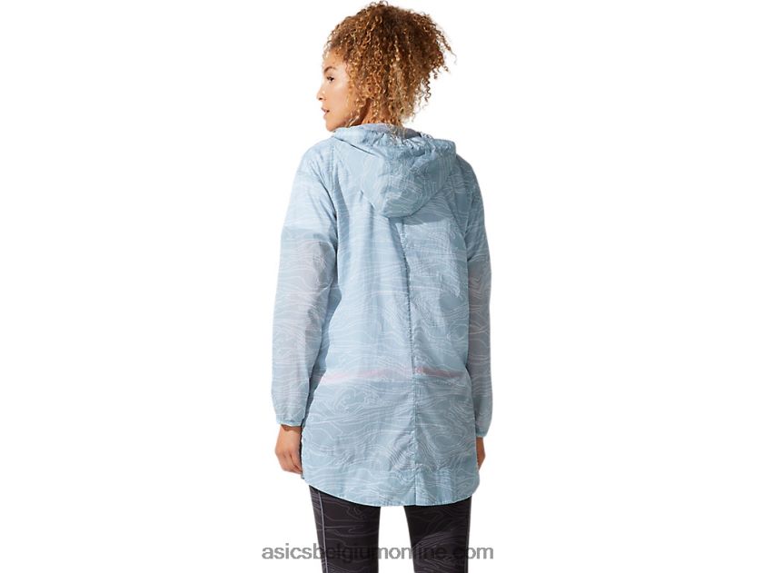 luchtig geweven lange jas voor dames V6HXR24029 rook blauw Asics