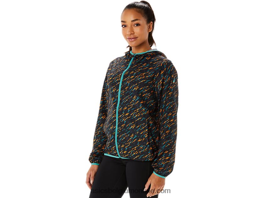 opvouwbare jas voor dames V6HXR23399 nachtschaduw/salie print Asics