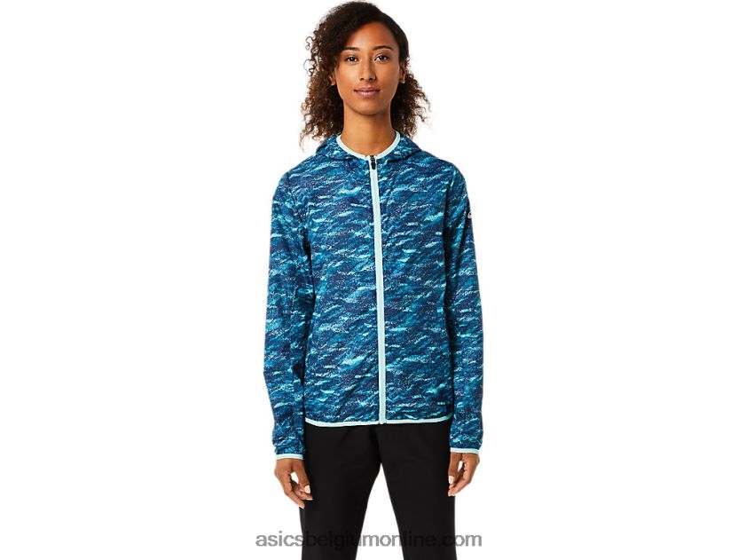 opvouwbare jas voor dames V6HXR23852 blauwgroen print/vers ijs Asics