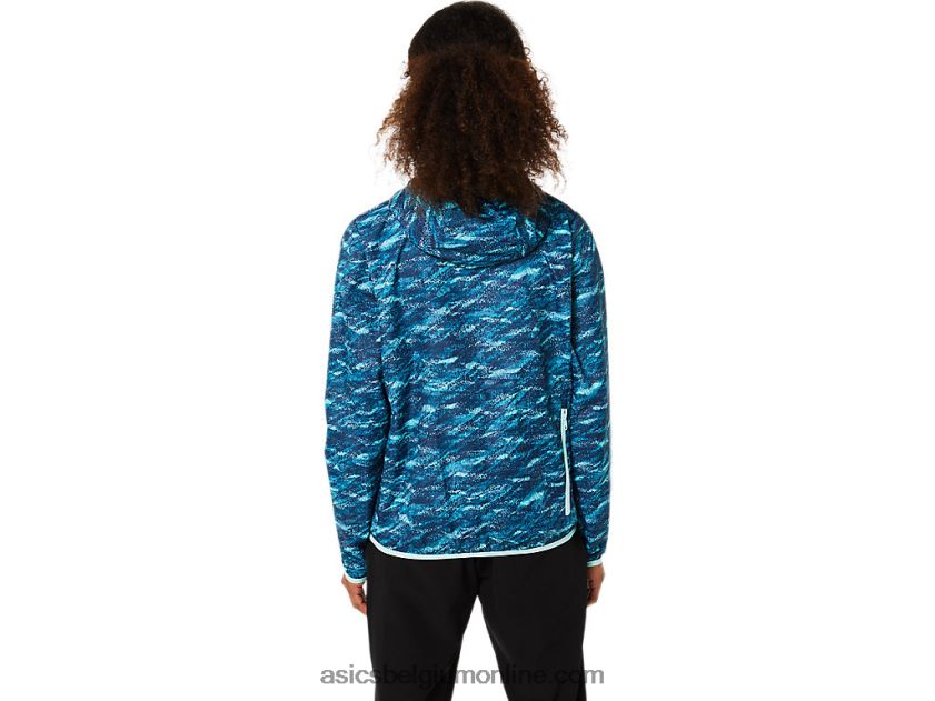 opvouwbare jas voor dames V6HXR23852 blauwgroen print/vers ijs Asics