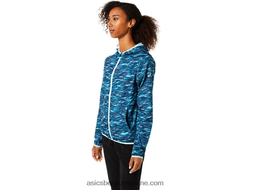 opvouwbare jas voor dames V6HXR23852 blauwgroen print/vers ijs Asics