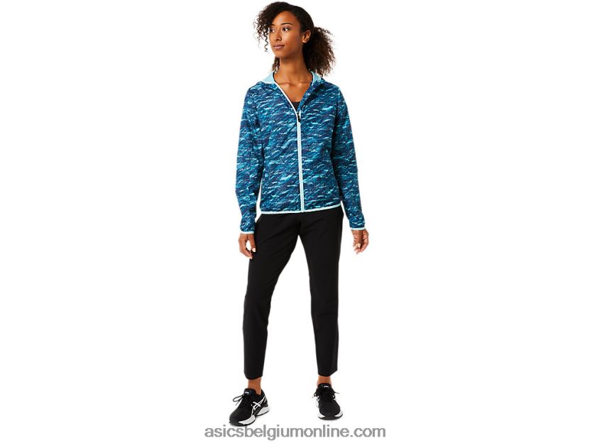 opvouwbare jas voor dames V6HXR23852 blauwgroen print/vers ijs Asics