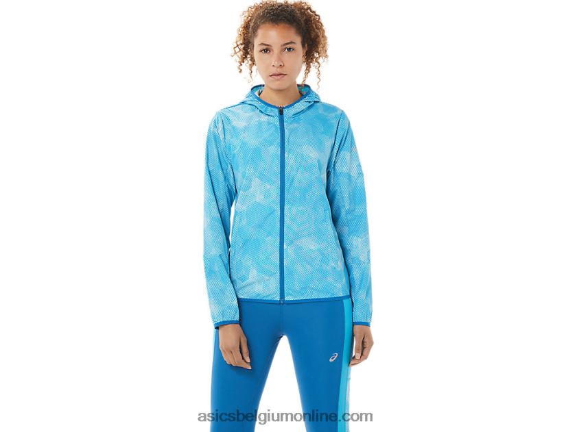 opvouwbare jas voor dames V6HXR23939 aqua engel print/reborn blauw Asics