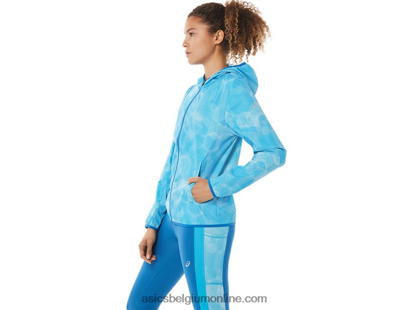 opvouwbare jas voor dames V6HXR23939 aqua engel print/reborn blauw Asics