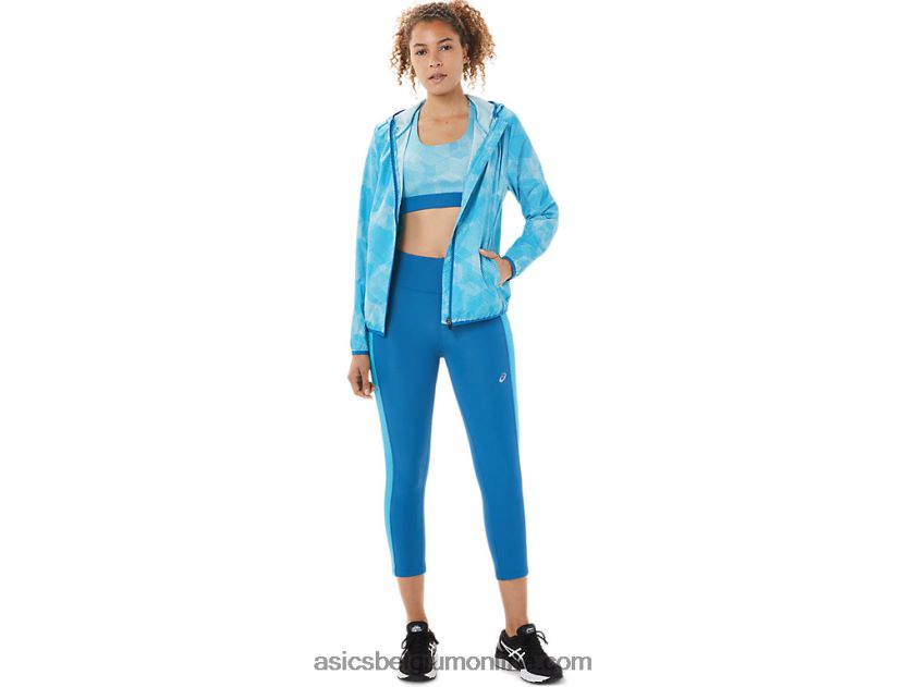 opvouwbare jas voor dames V6HXR23939 aqua engel print/reborn blauw Asics
