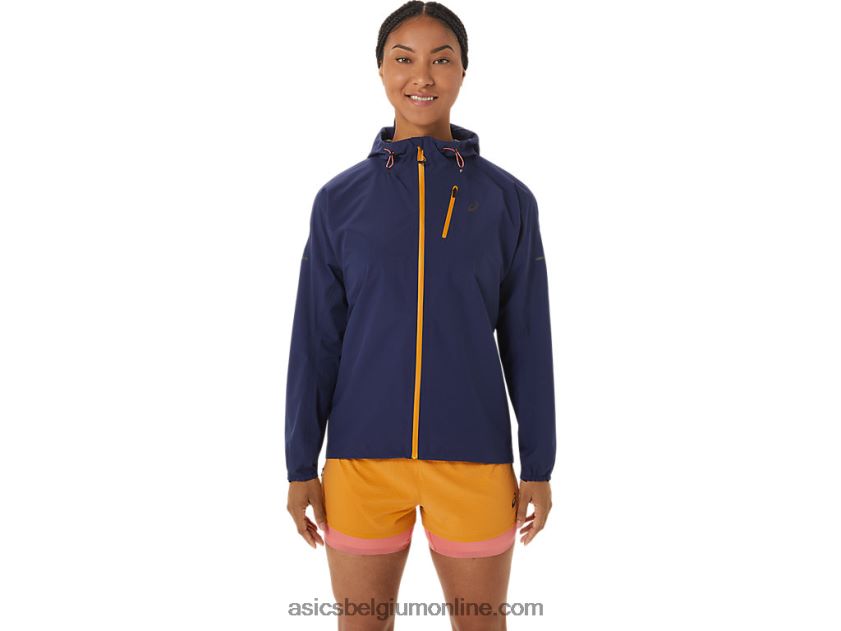waterdichte Fujitrail-jas voor dames V6HXR22535 indigo blauw/zandstorm Asics
