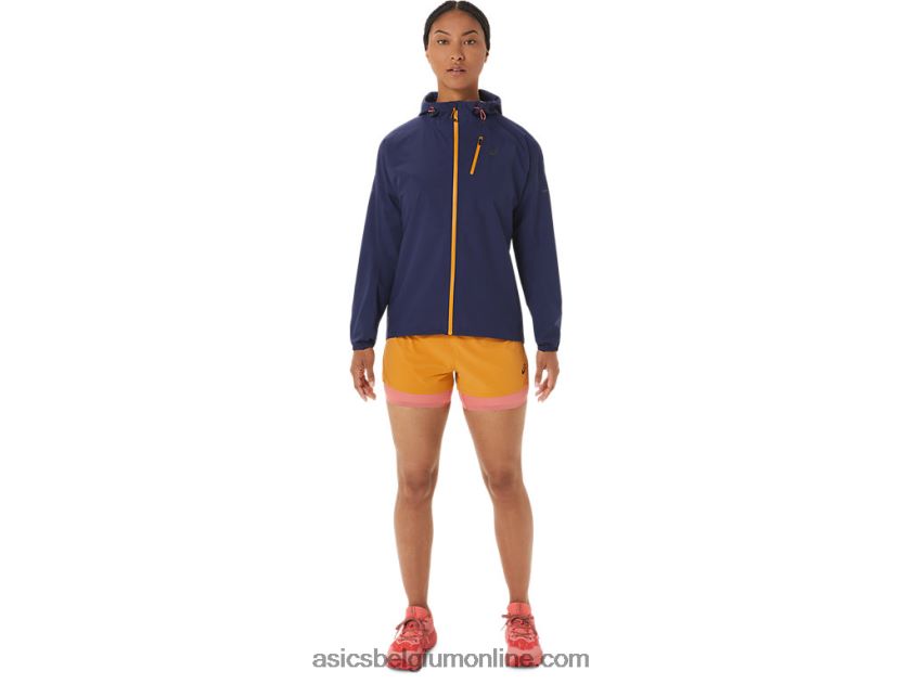 waterdichte Fujitrail-jas voor dames V6HXR22535 indigo blauw/zandstorm Asics