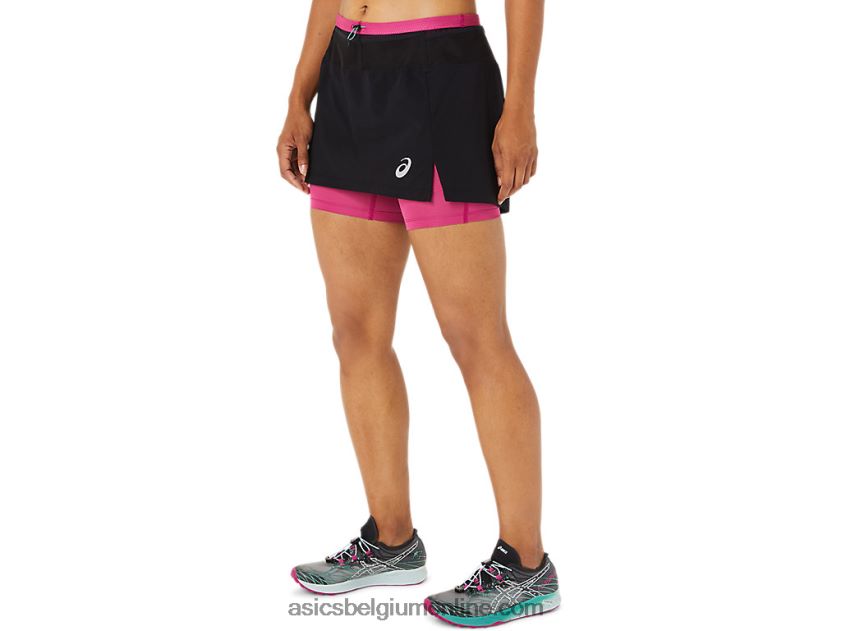 fujitrail-skort voor dames V6HXR23507 performance zwart/fuchsia rood Asics