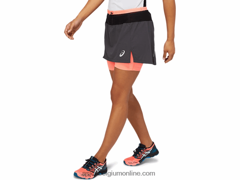 fujitrail-skort voor dames V6HXR23845 grafietgrijs/koraalrood Asics