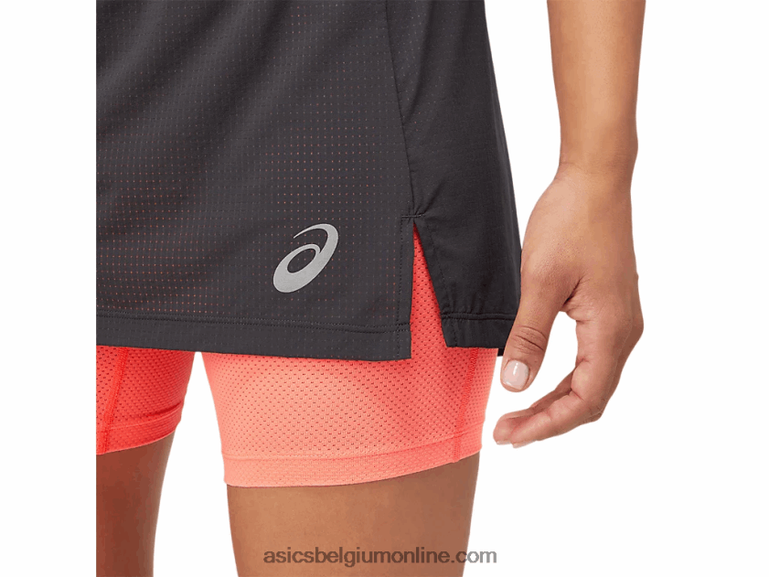 fujitrail-skort voor dames V6HXR23845 grafietgrijs/koraalrood Asics