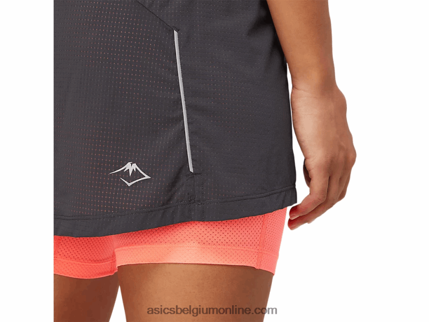 fujitrail-skort voor dames V6HXR23845 grafietgrijs/koraalrood Asics