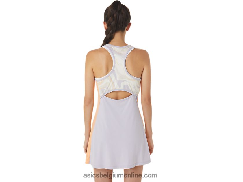 grafische rechtbankjurk voor dames V6HXR22451 schitterend wit/schemerviolet Asics