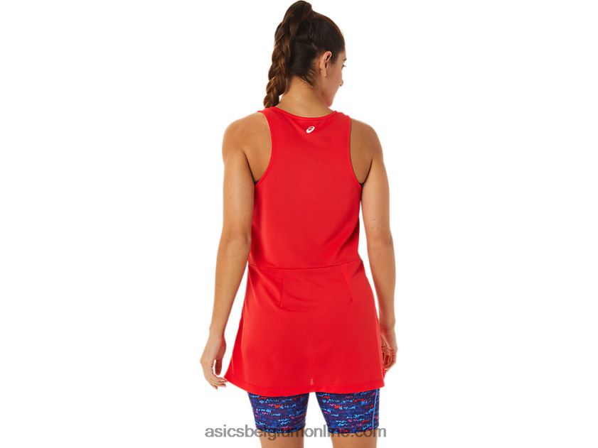 nieuwe sterke 92-jurk voor dames V6HXR23059 rood alarm/tennis japan geborsteld Asics