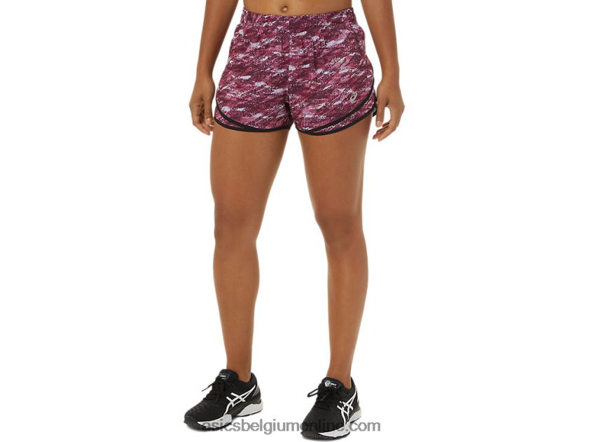 dames pr lyte 2.5in run short V6HXR23702 diepe mars print/zwart Asics