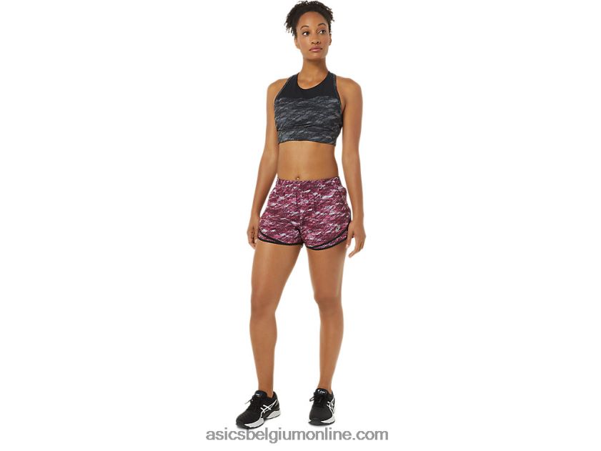 dames pr lyte 2.5in run short V6HXR23702 diepe mars print/zwart Asics