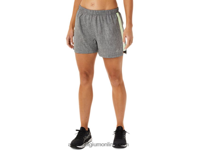 dames ready-set 3in short V6HXR22893 donkergrijs gemêleerd/geel Asics