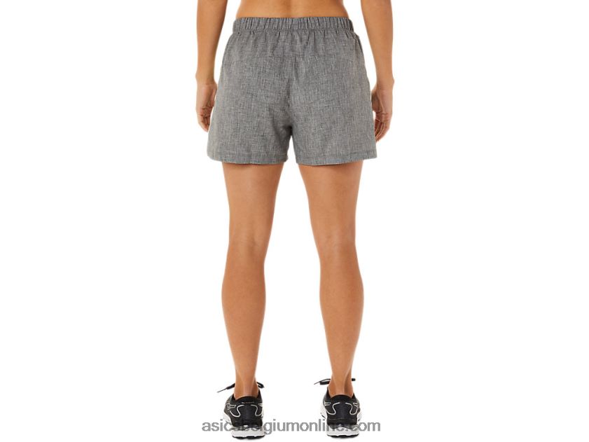 dames ready-set 3in short V6HXR22893 donkergrijs gemêleerd/geel Asics