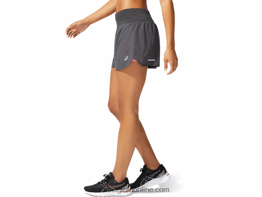 dames ventileren 2-n-1 3.5in kort V6HXR23975 grafietgrijs/perzikblaadje Asics