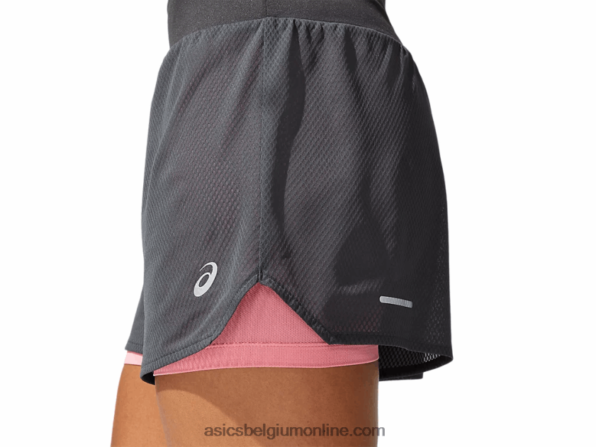 dames ventileren 2-n-1 3.5in kort V6HXR23975 grafietgrijs/perzikblaadje Asics