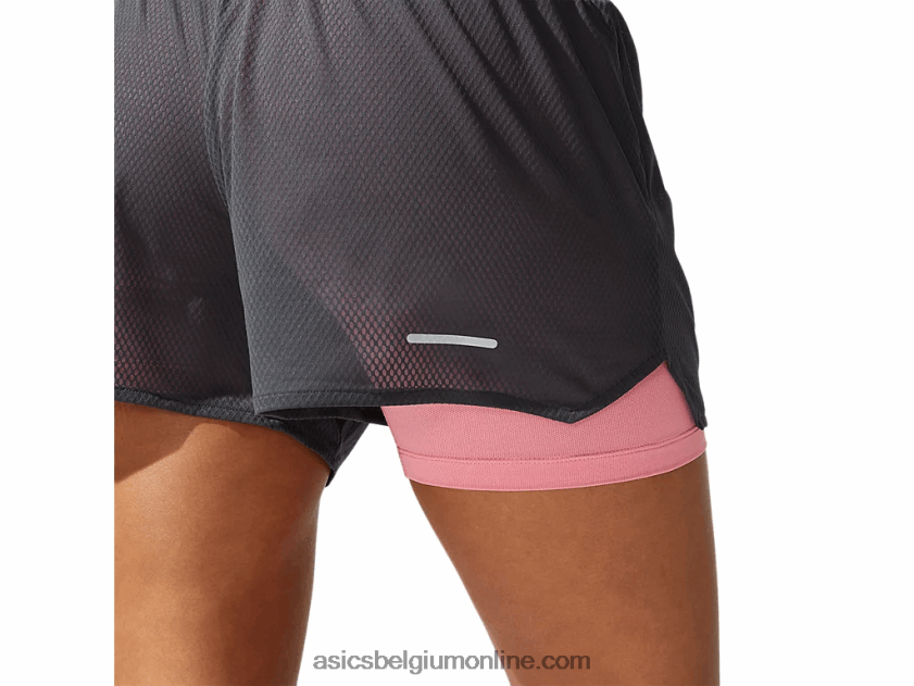 dames ventileren 2-n-1 3.5in kort V6HXR23975 grafietgrijs/perzikblaadje Asics