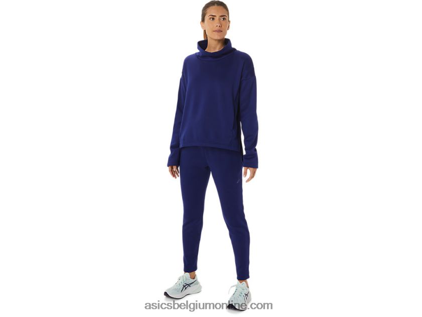geborstelde gebreide damesbroek V6HXR22936 duik blauw Asics