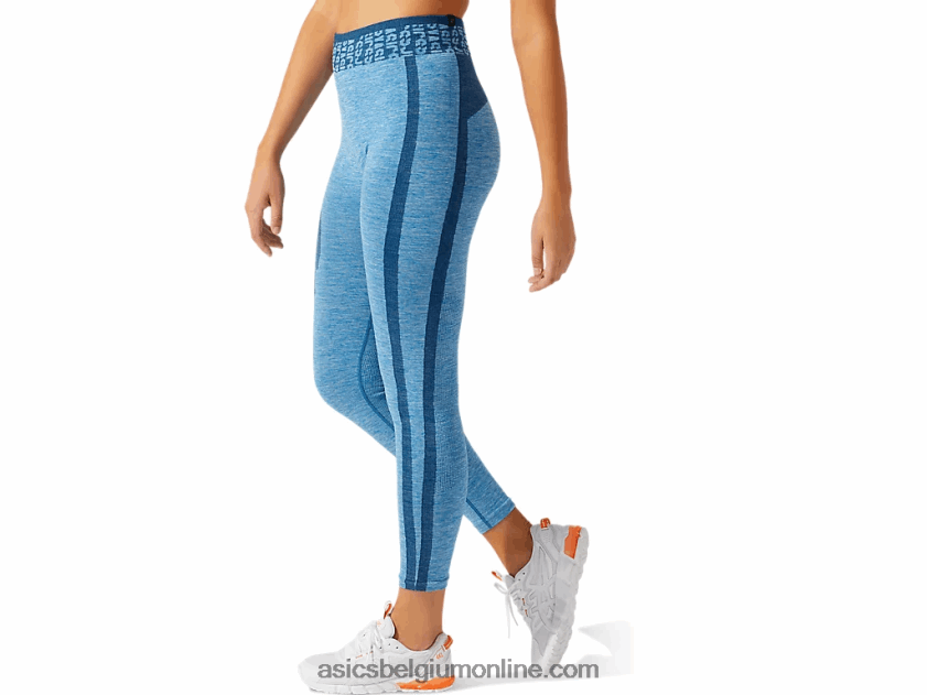 dames cropped logo seamless tight V6HXR23947 herboren blauw/makreelblauw Asics